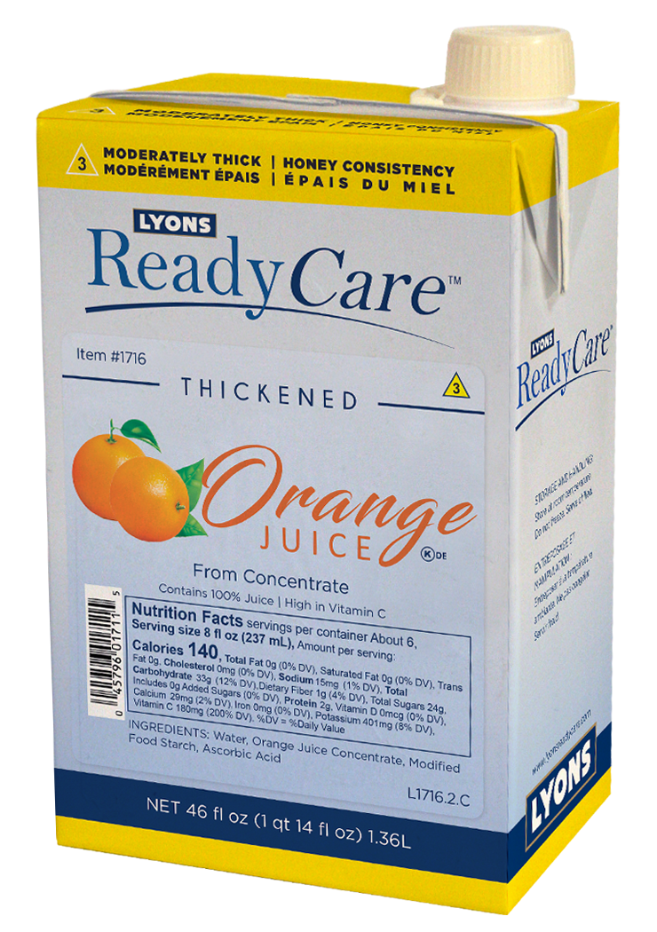 Thickened Orange Juice IDDSI level 3 - moderately thick